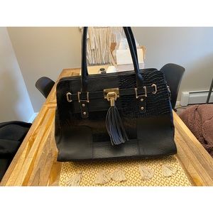 Black with Gold Hardware Leather Purse/laptop Bag